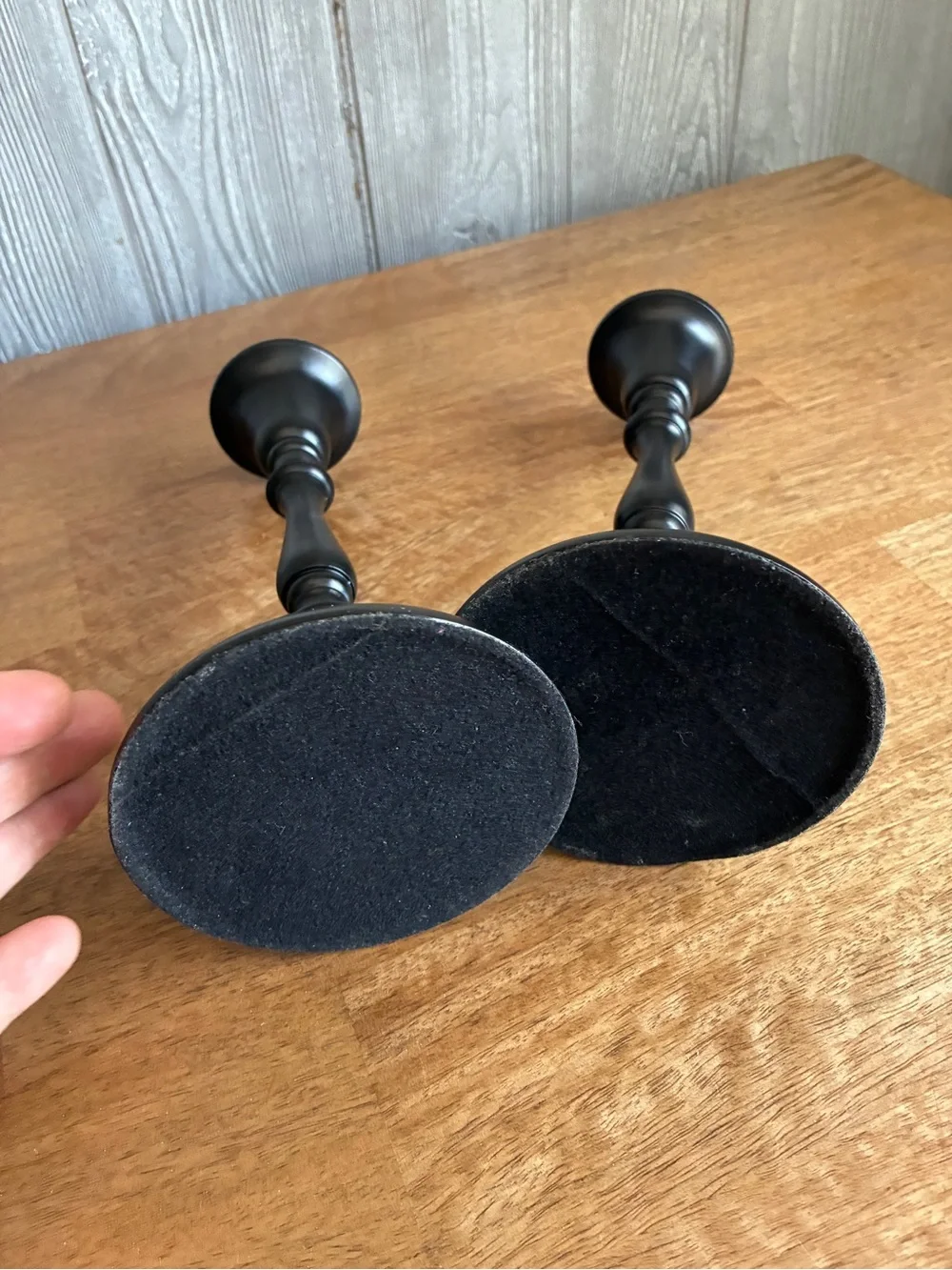 2 matte black taper candlestick holders, featuring a classic baluster stem 8.5”